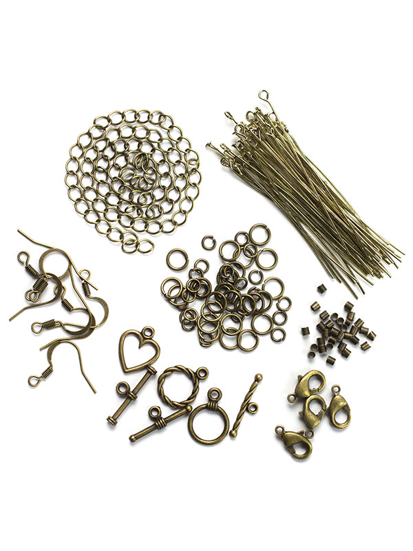 145 Piece Jewelry Findings Starter Pack In Antique Gold Cousindiy