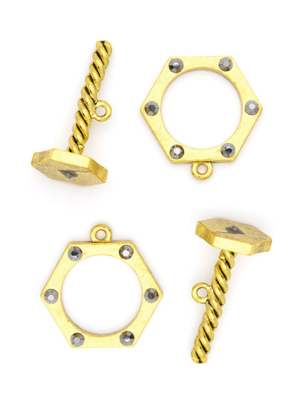 2Set Antique Gold nut bolt Metal Focal Toggle CousinDIY