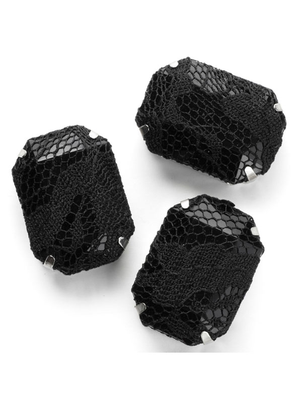 3pc Black 2Hole Lace Rhinestone Acrylic Spacer Beads CousinDIY