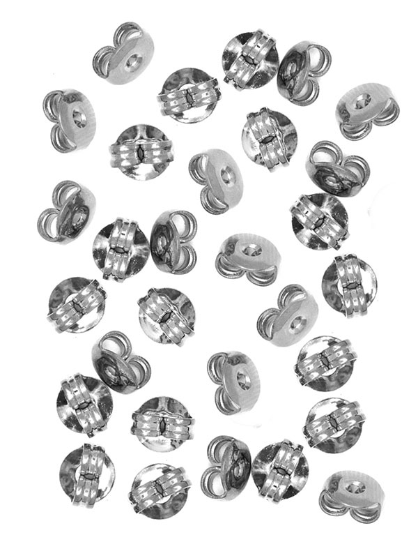 30pc Wingnut Silver Plated Metal Earring Backs