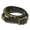 1pc Black, Antique Gold Square Stud Leather Wrap Bracelet Base