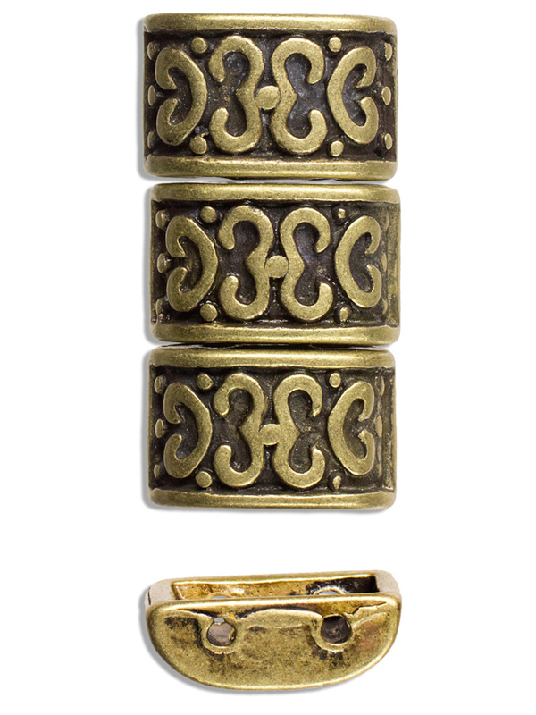 4pc Gold 2-Hole Deco Rectangle Metal Spacer Beads