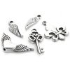 12pc Silver Fleur De Lis, Wing, Heart, Key Metal Charms