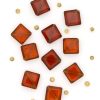 10mm Brown Corner Drilled Square Glass Beads, 10pc