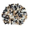 346pc Grey, Black, Gold Round Glass Bead Mix