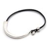 1pc Black, Silver Cord Faux Leather Cord Bracelet Base