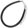 1pc Black Round Faux Leather Cord Bracelet Base