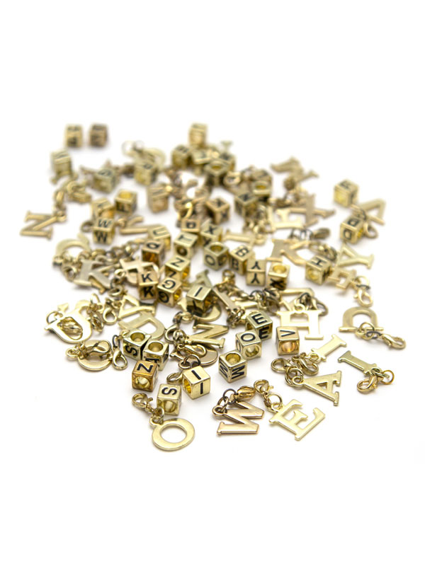 Sale 156PCS Antiqued Gold Colour Metal alphabet letter charms Jewelry Making