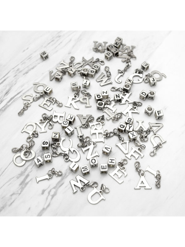 Letter Charms for Jewelry Making, 4 Sets Metal Alphabet Beads