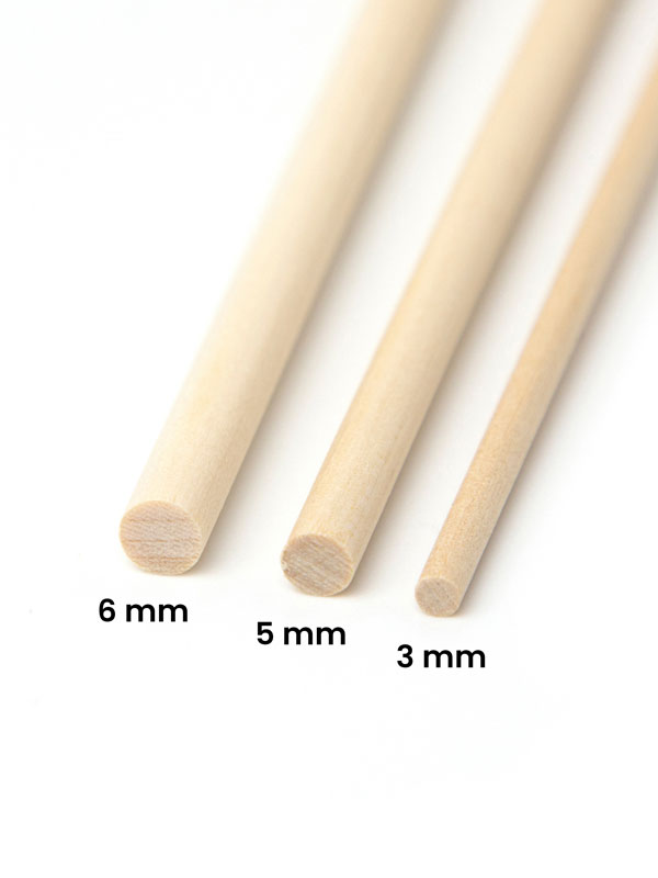 Wooden Dowel Rod, 3/16 x 12 inch length, Natural Finish, 16 Pack