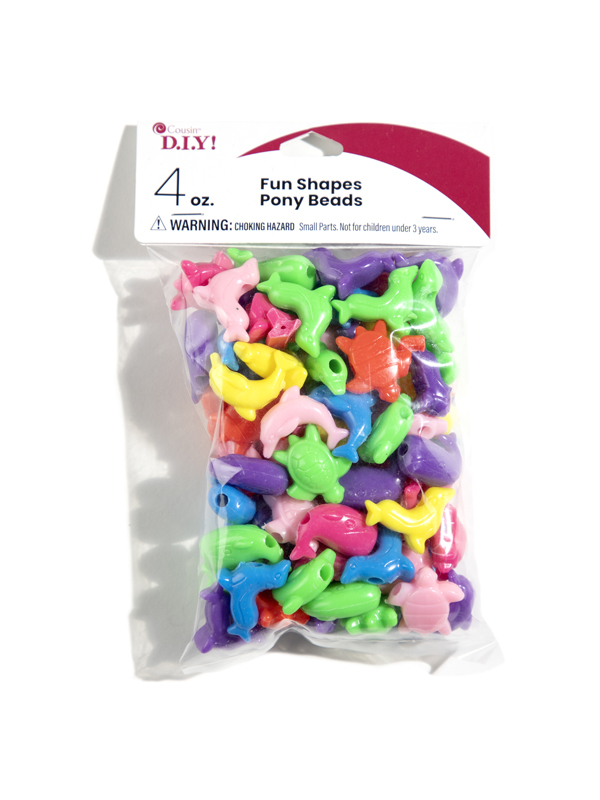Plastic Pony Bead Sea Life Mix, 4 oz.