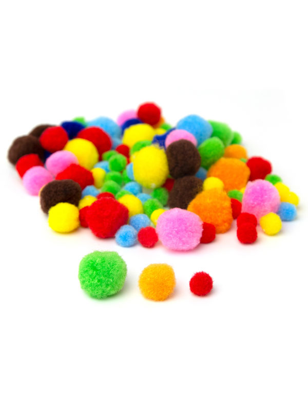 The Crafts Outlet 100-Piece Multi Purpose Pom Poms, Acrylic, 25mm/About 1.0-inch, Round, Multi Mix