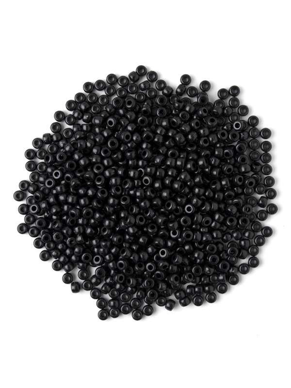 Plastic Pony Bead Mix, 6x9mm in Opaque Black, 1000 Beads