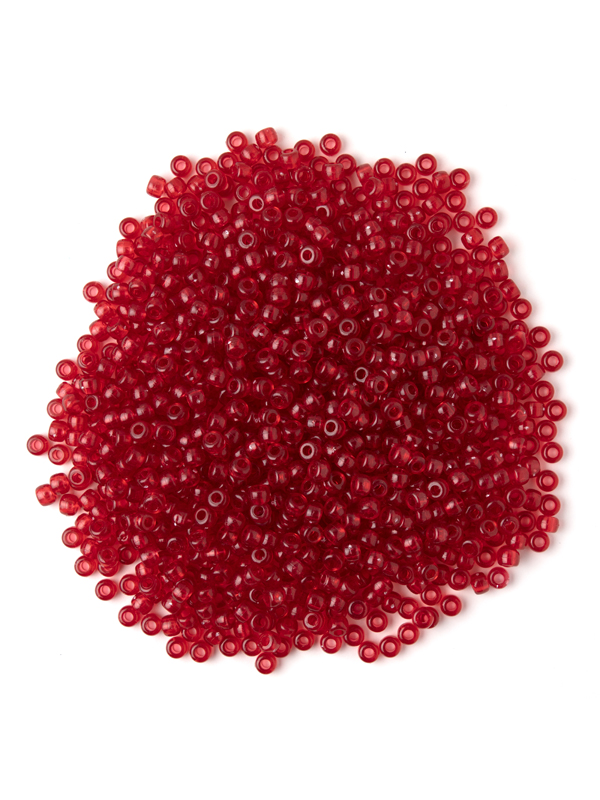 Plastic Pony Bead Mix, 6x9mm in Transparent Red, 1000 Beads