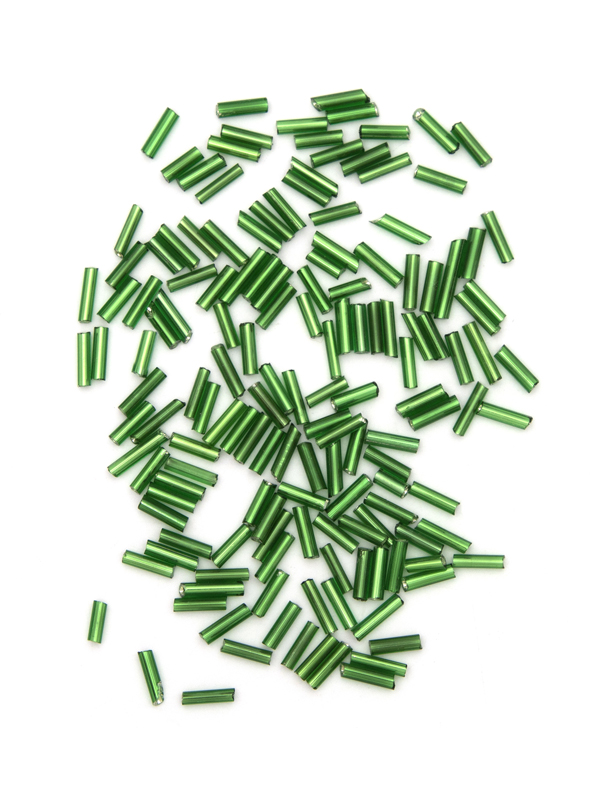 33G Green Glass Bugle Beads