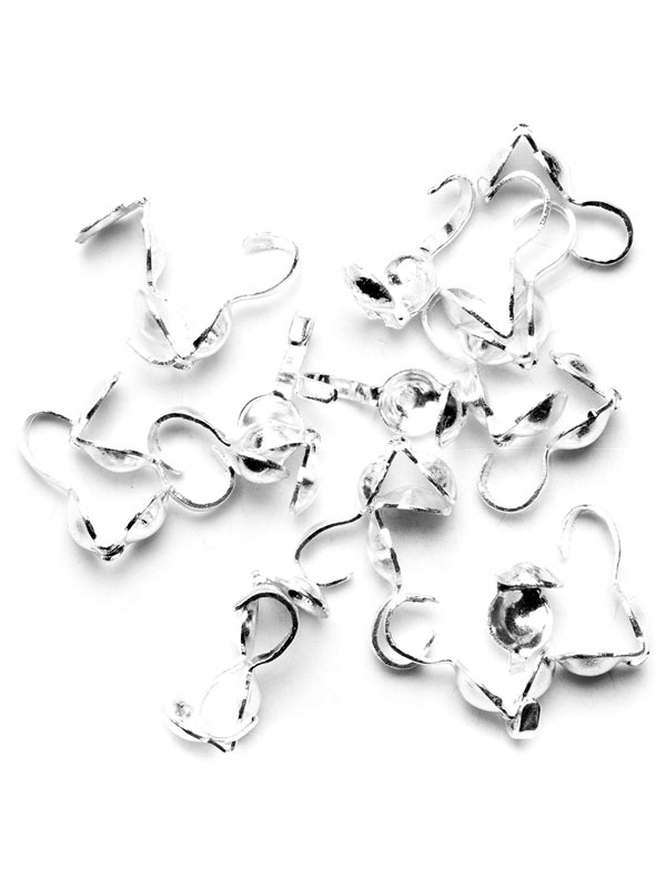 40 pc Silver Findings Silver Plated Fold Over Ball Chain Clasps Silver Plated Crimps Knot Crimps Jewelry Supplies Ball Chain Clasps