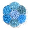 In Bloom Blue Seed Bead/E-BEad Mix Assortment In Plastic Flower Storage Case