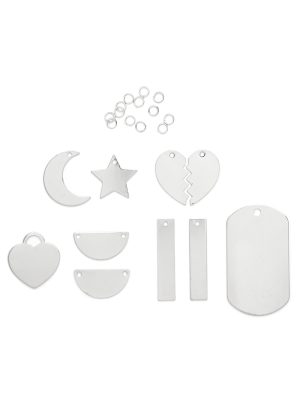 Metal Stamping Assorted Charm Blank Assortment in Silver