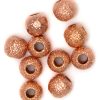 10pc  Textured Round Rose Gold Plated Metal Beads