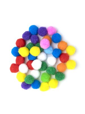 Multicolor 1.5 inch Pom-Poms, 15 Pack