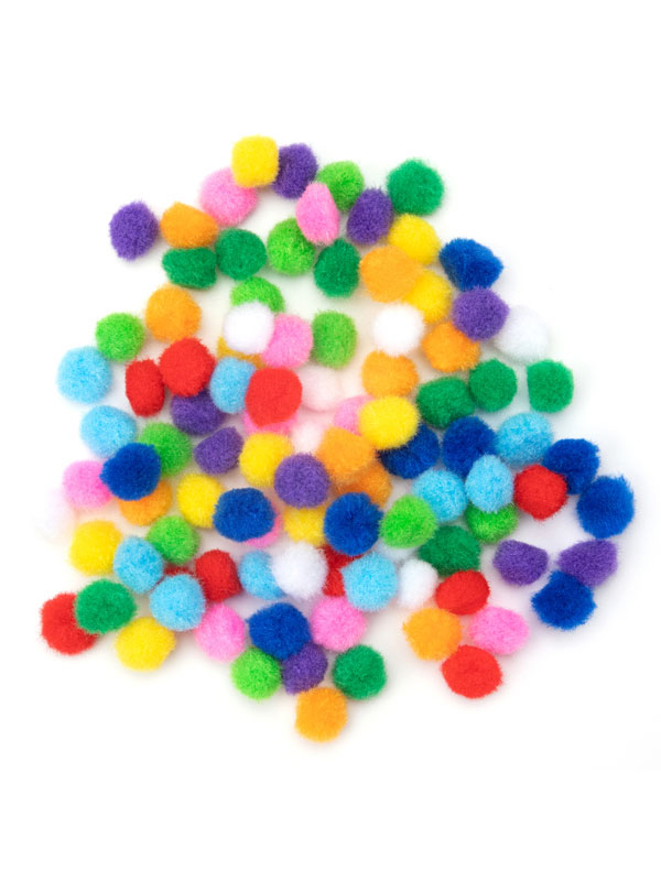 Multicolor 1/2 inch Pom-Poms, 100 Pack