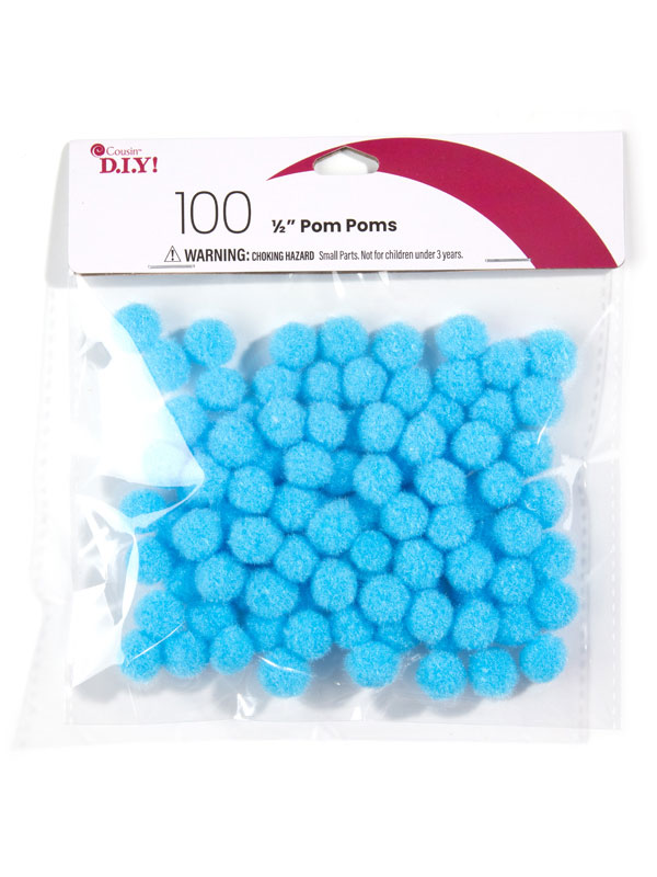 1 inch Light Blue Small Craft Pom Poms 100 Pieces, Size: 0.5