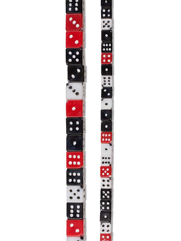 62pc Black, White, Red Cube Dice Plastic Beads