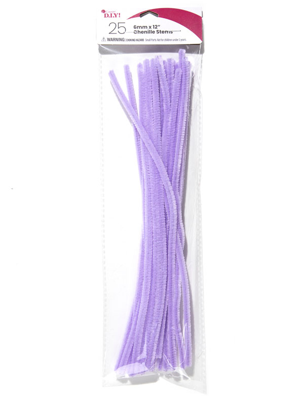 Lavender Chenille Pipe Cleaners, 6mm x 12 inch, 25 Pack