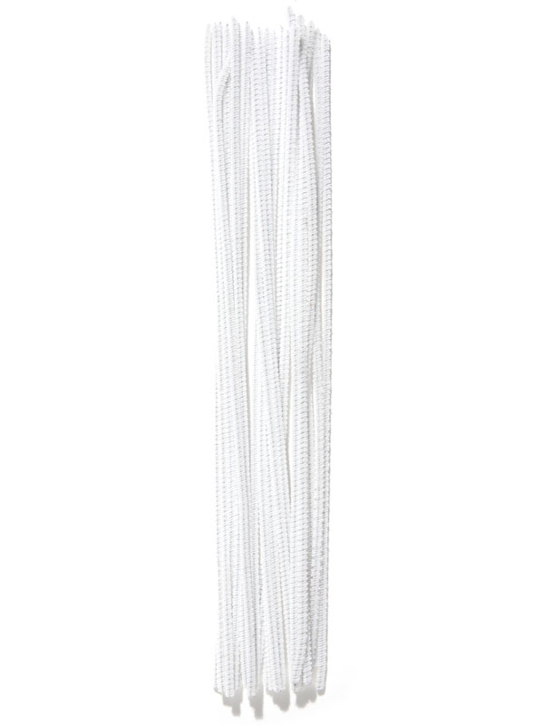 Chenille Pipe Cleaners, 30cm x 12mm, White 