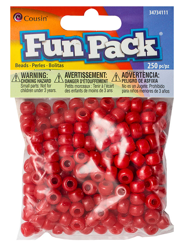 250pc Red Plastic Pony Beads