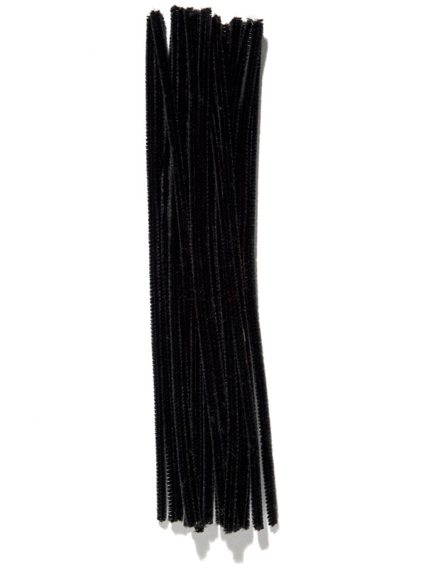 Black, Chenille Pipe Cleaners, 6mm x 12 inch, 25 Pack